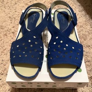 Earthier Razzoli Royal Blue Soft Buck Sandal size 10